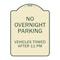 Signmission No Overnight Parking Vehicles Towed After 11 Pm Heavy-Gauge Aluminum Sign, 24" x 18", TG-1824-23827 A-DES-TG-1824-23827 - alternate 1